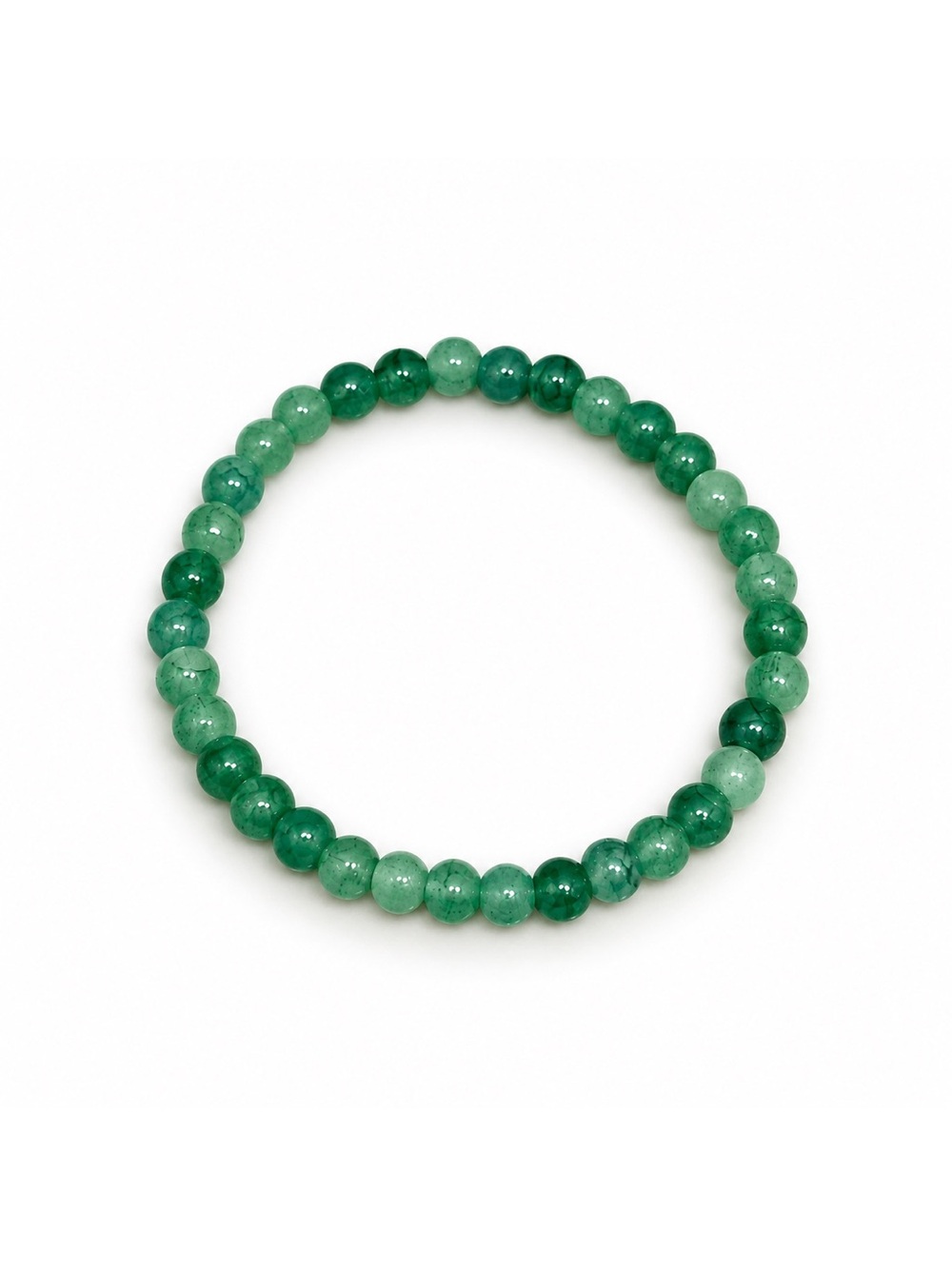 Green Beaded Stretch Bracelet 6mm Faux Stone NWOT